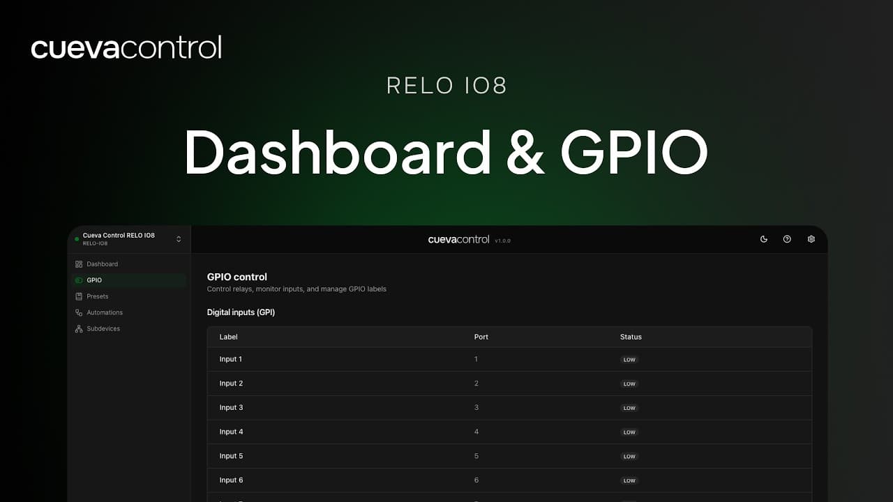 RELO IO8: Dashboard & GPIO
